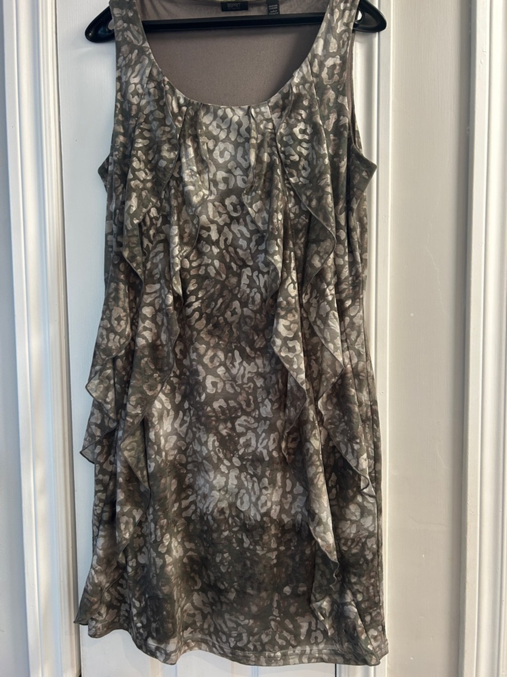 Esprit Taupe Animal-Print Ruffle Mini Dress